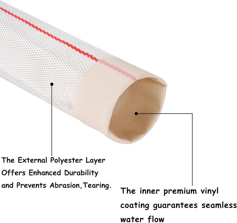 Geowaky Product image Backwash Hose 2"ID x 100ft Swimming Pool Discharge Hose Heavy Duty PVC Water Hose With 2 Clamps General Purpose Lay-Flat Pump Drain Pipe for Water Transfer Applications, White - Image 3
